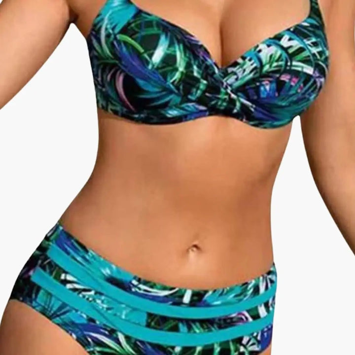 Women’s Underwire High-Waisted Tropical Print Bikini Set