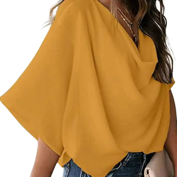 Women’s V-Neck Blouse with Batwing Sleeves