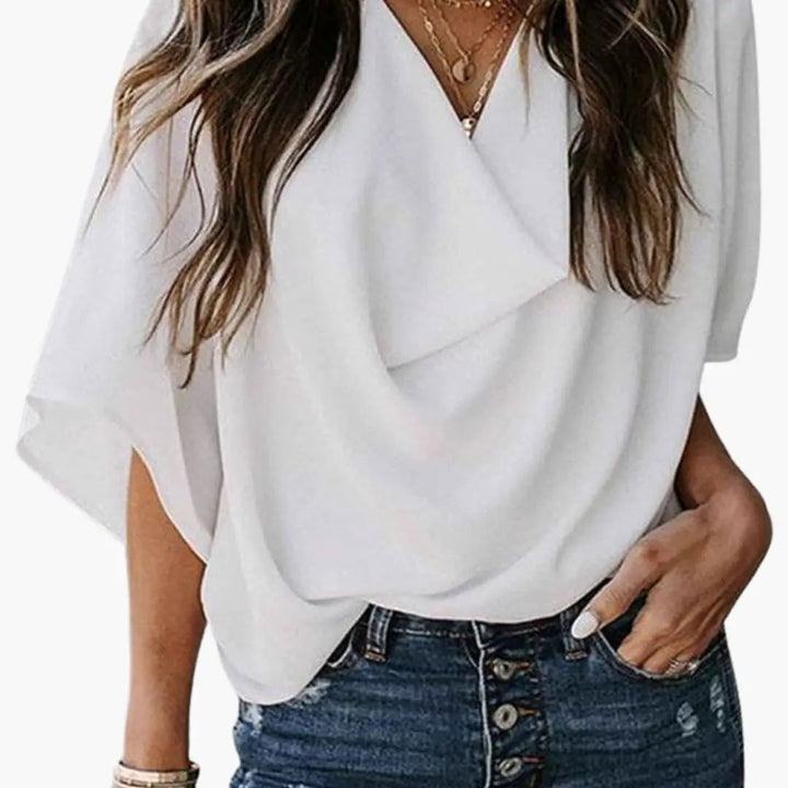 Women’s V-Neck Blouse with Batwing Sleeves