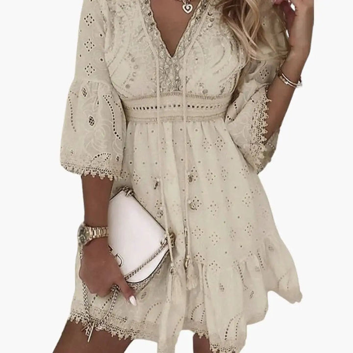 Women’s V-Neck Dress with Straight Fit