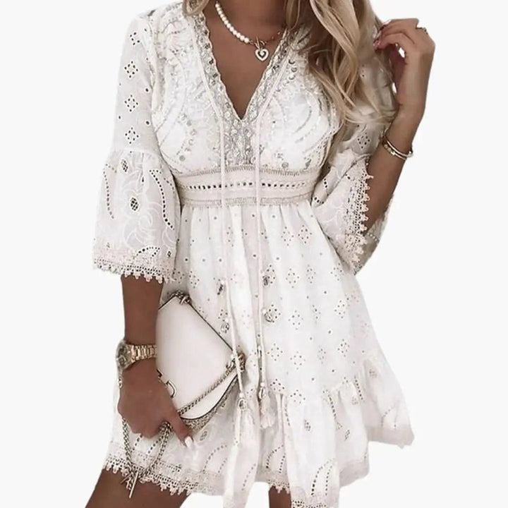 Women’s V-Neck Dress with Straight Fit