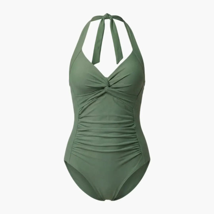 Women’s V-Neck One-Piece Swimsuit – Adjustable Strap Bathing Suit with Shaping Fit