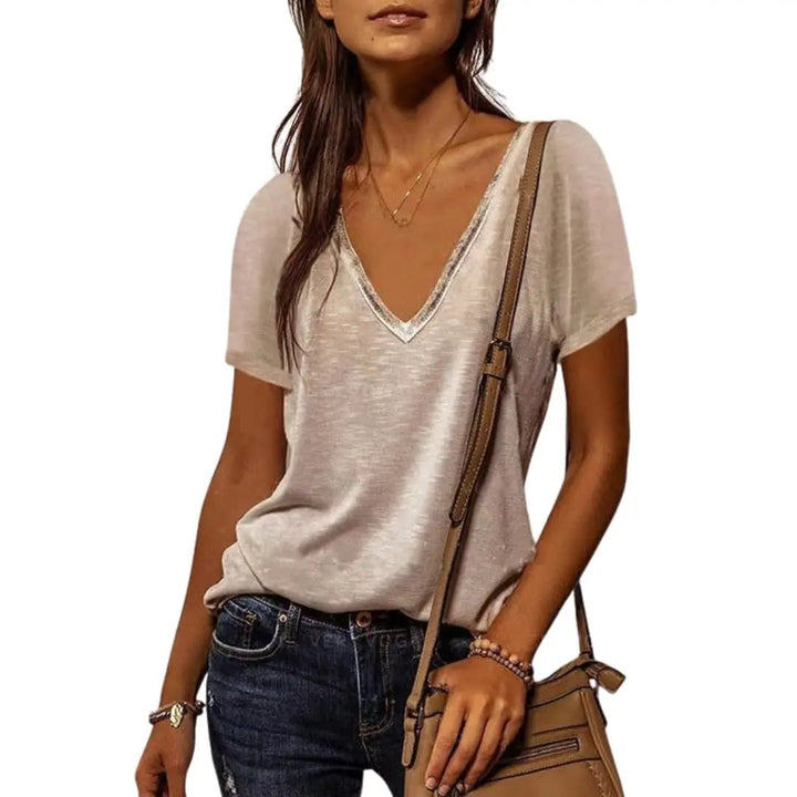 Women’s V-Neck T-Shirt – Short Sleeve Daily Top