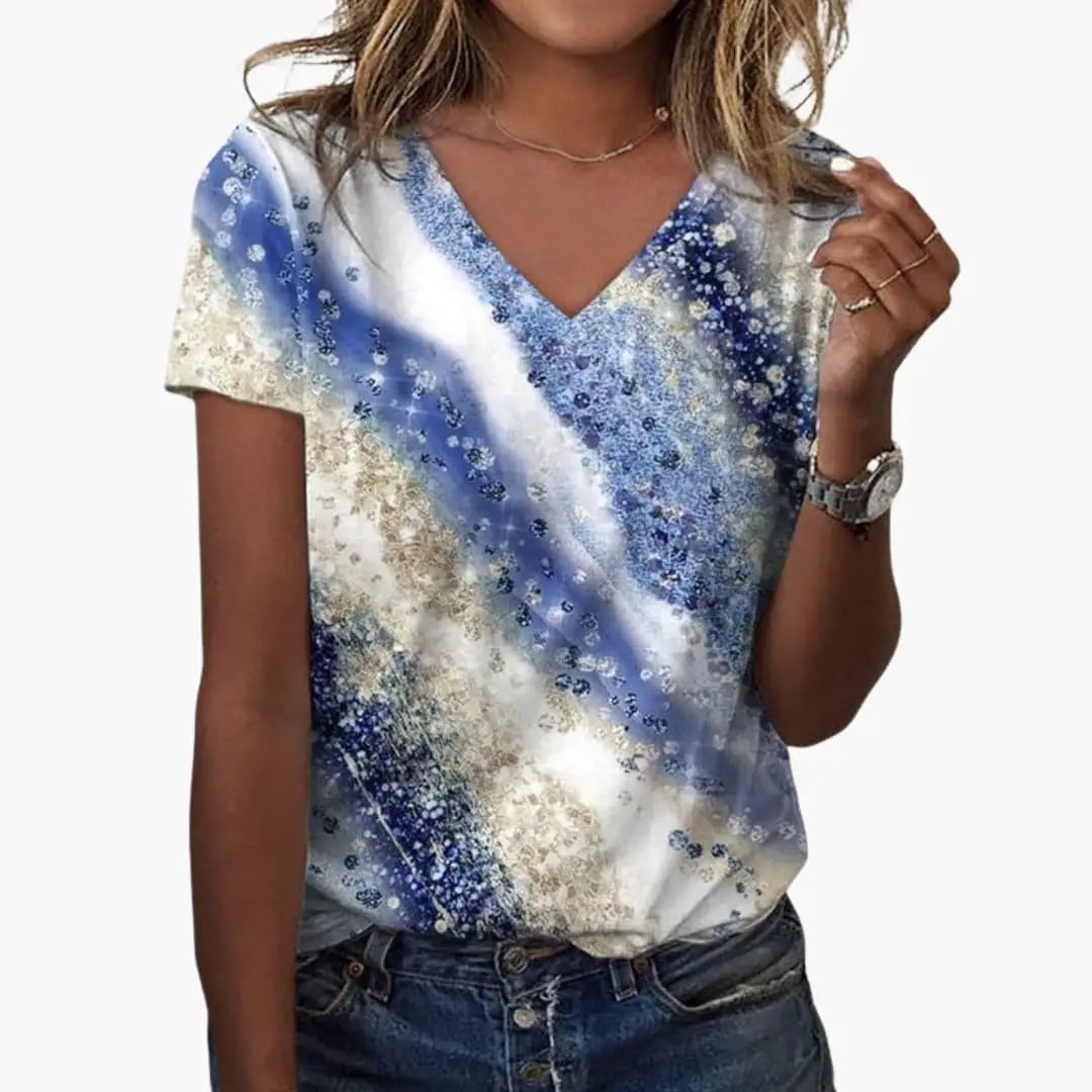 Women’s V-Neck T-Shirt with Gradient Print