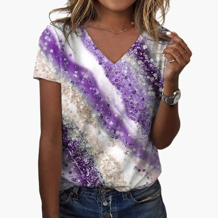 Women’s V-Neck T-Shirt with Gradient Print