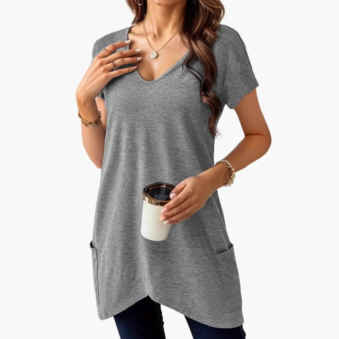 Women’s V-Neck T-Shirt with Side Pockets
