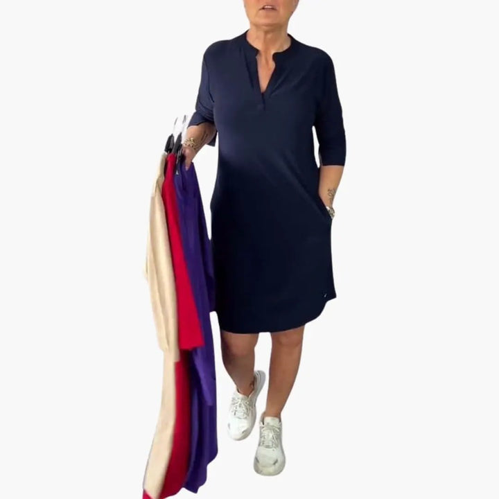 Women’s V Neck Loose Fit Midi Dress