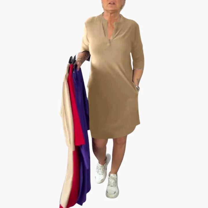 Women’s V Neck Loose Fit Midi Dress