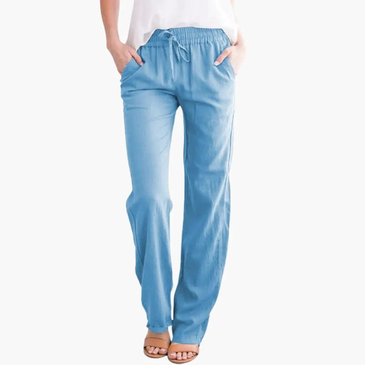 Women’s Wide-Leg Pants with Elastic Waist and Pockets
