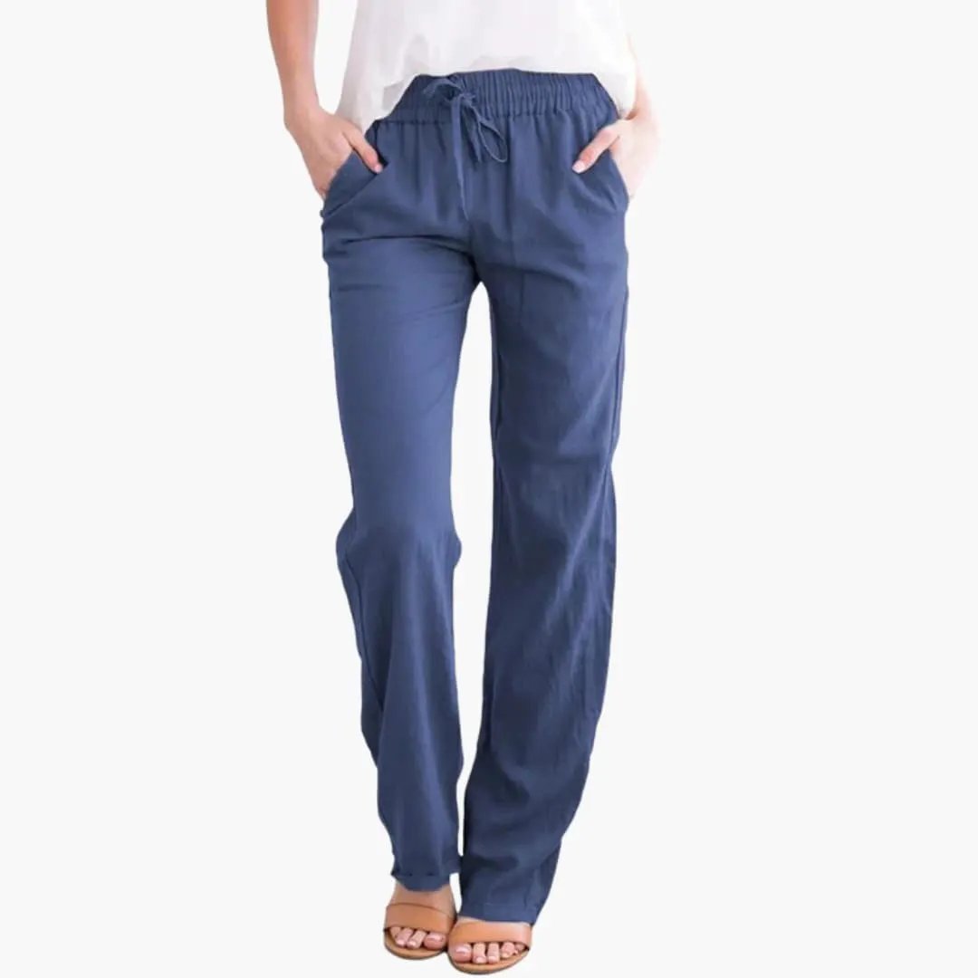 Women’s Wide-Leg Pants with Elastic Waist and Pockets
