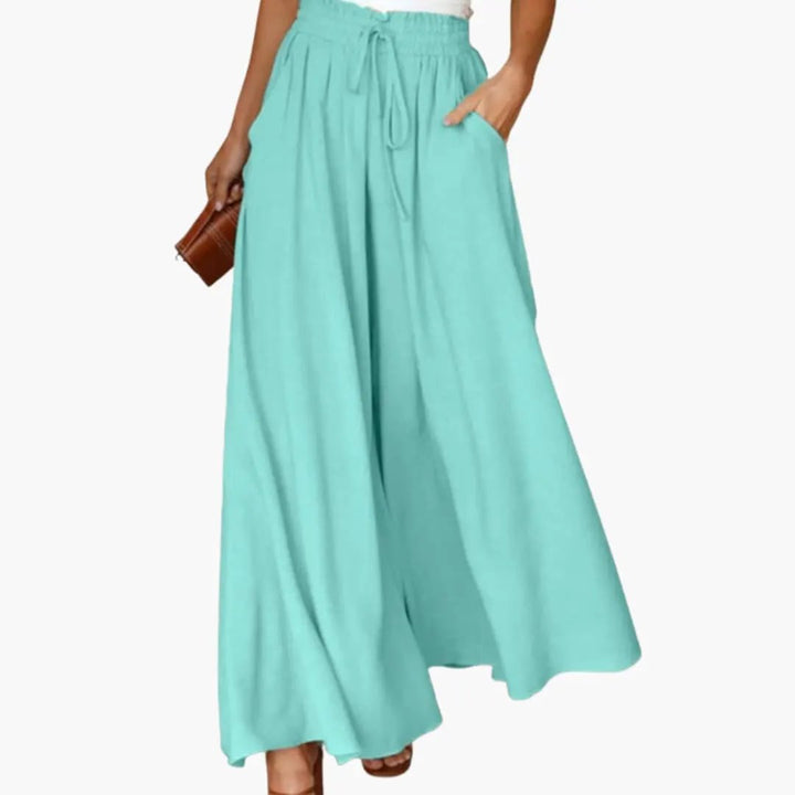 Women’s Wide Leg Pants with Drawstring and Side Pockets