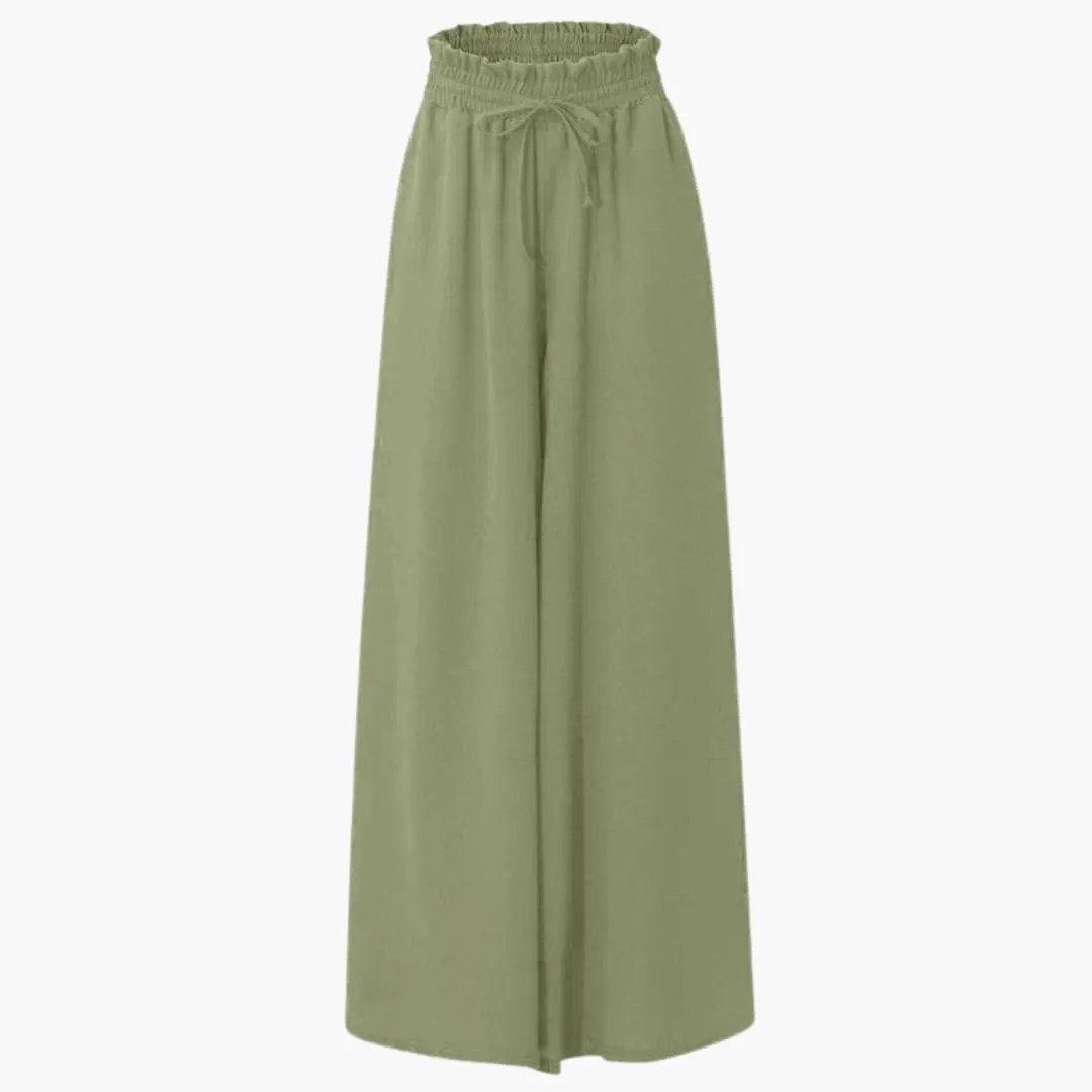 Women’s Wide Leg Pants with Drawstring and Side Pockets