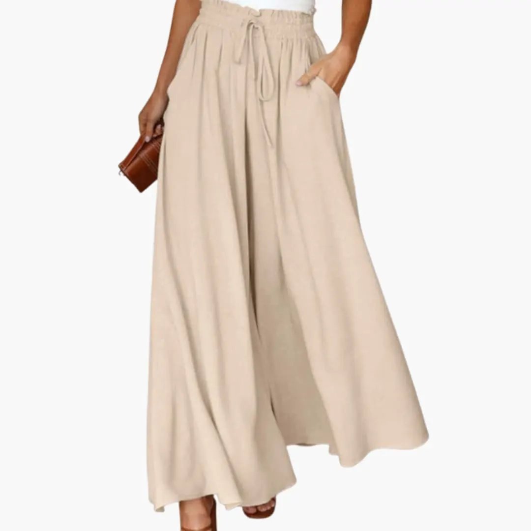 Women’s Wide Leg Pants with Drawstring and Side Pockets