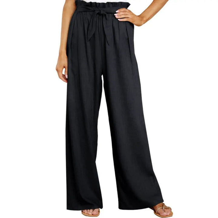 Women’s Summer Pants with Elastic Waistband and Tie Belt