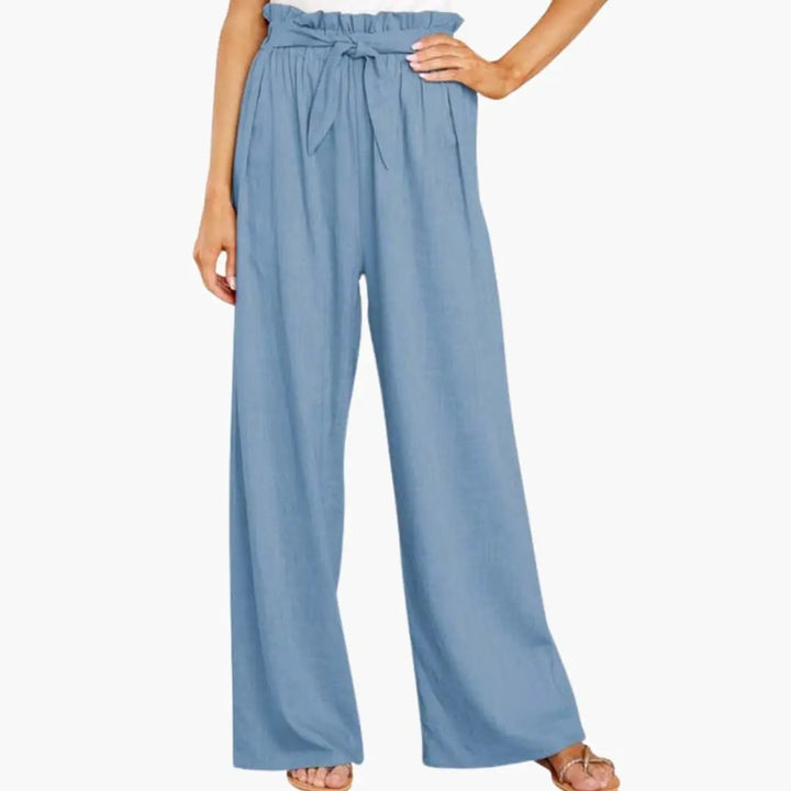 Women’s Summer Pants with Elastic Waistband and Tie Belt