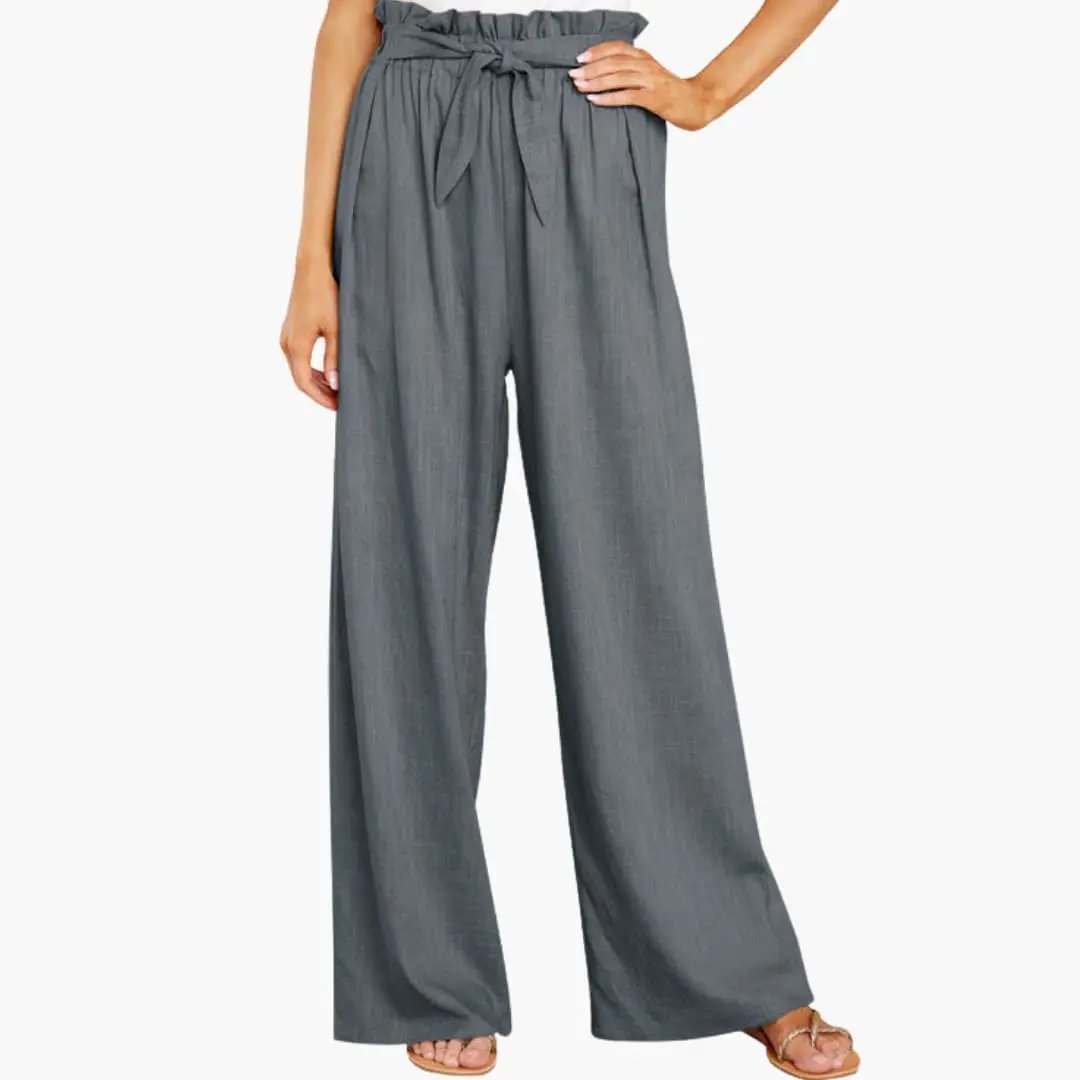 Women’s Summer Pants with Elastic Waistband and Tie Belt