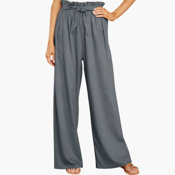Women’s Summer Pants with Elastic Waistband and Tie Belt