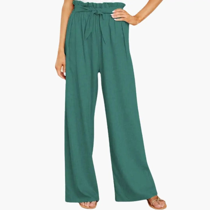 Women’s Summer Pants with Elastic Waistband and Tie Belt
