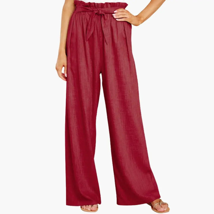 Women’s Summer Pants with Elastic Waistband and Tie Belt