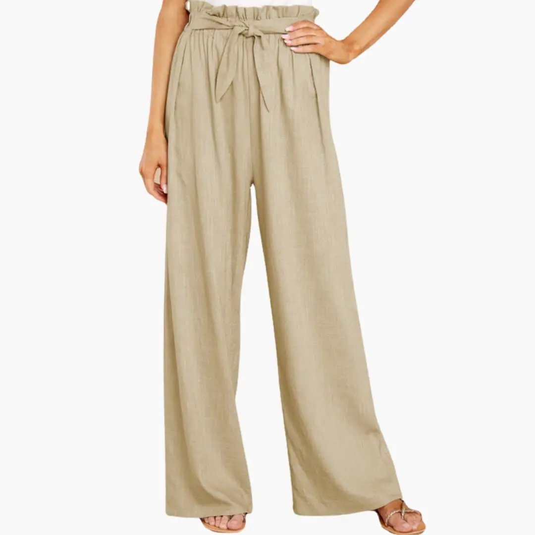 Women’s Summer Pants with Elastic Waistband and Tie Belt