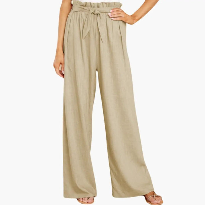 Women’s Summer Pants with Elastic Waistband and Tie Belt