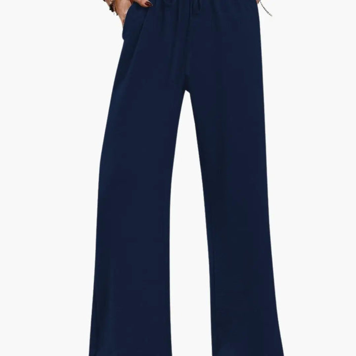 Women’s Wide Leg Pants with Elastic Waistband and Side Pockets