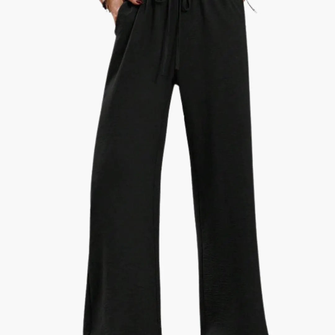 Women’s Wide Leg Pants with Elastic Waistband and Side Pockets
