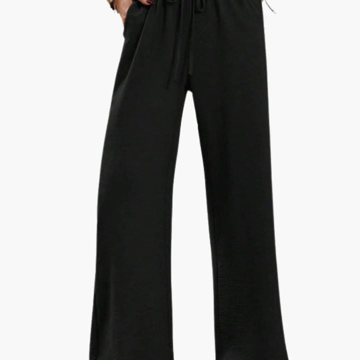 Women’s Wide Leg Pants with Elastic Waistband and Side Pockets
