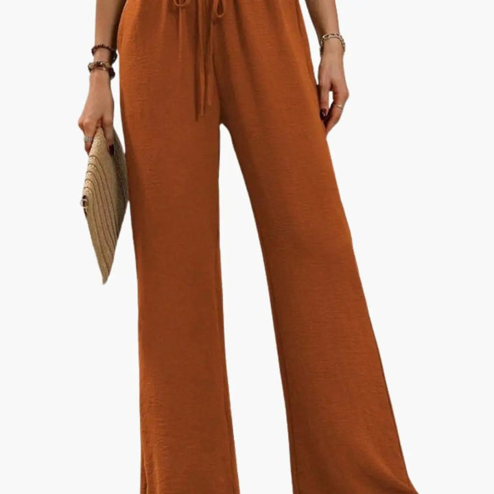 Women’s Wide Leg Pants with Elastic Waistband and Side Pockets