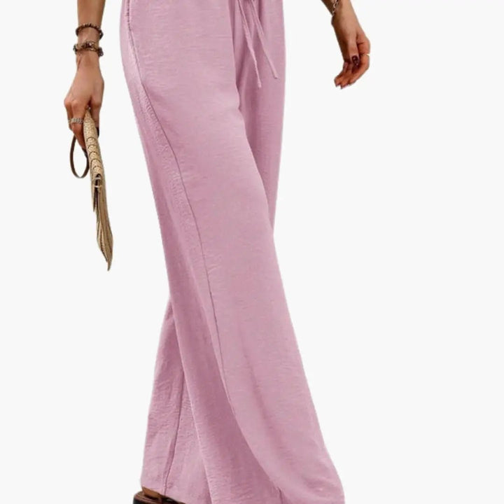 Women’s Wide Leg Pants with Elastic Waistband and Side Pockets