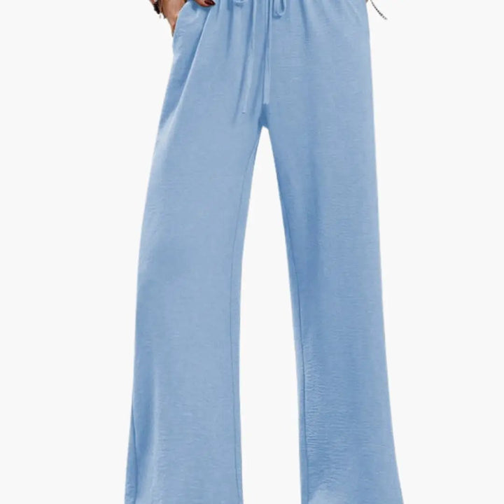 Women’s Wide Leg Pants with Elastic Waistband and Side Pockets