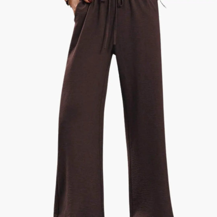 Women’s Wide Leg Pants with Elastic Waistband and Side Pockets