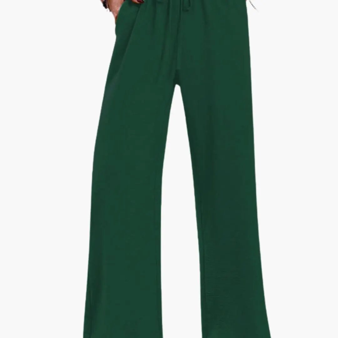 Women’s Wide Leg Pants with Elastic Waistband and Side Pockets