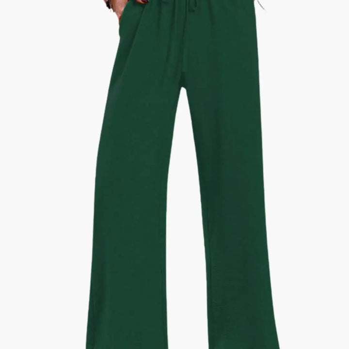 Women’s Wide Leg Pants with Elastic Waistband and Side Pockets