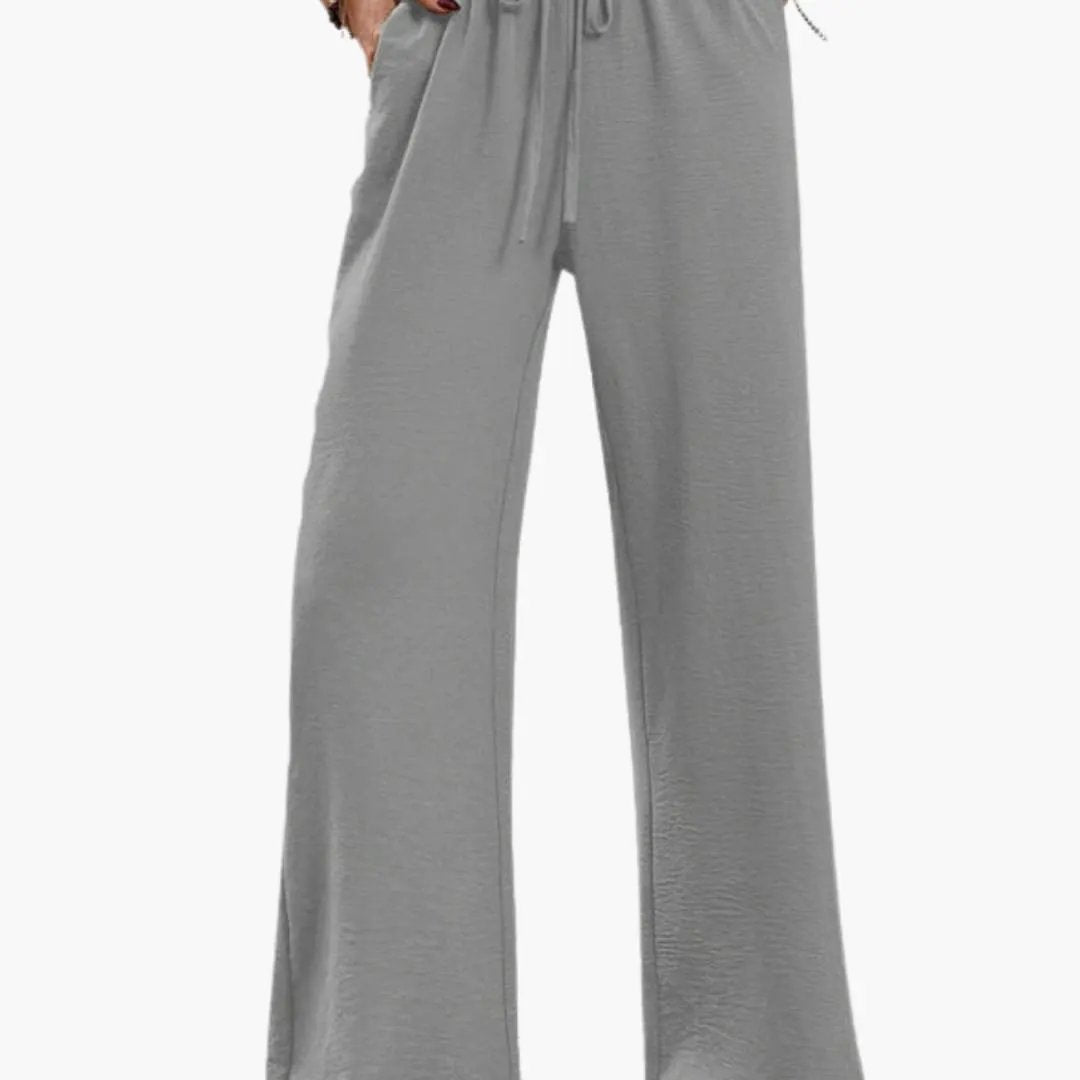 Women’s Wide Leg Pants with Elastic Waistband and Side Pockets