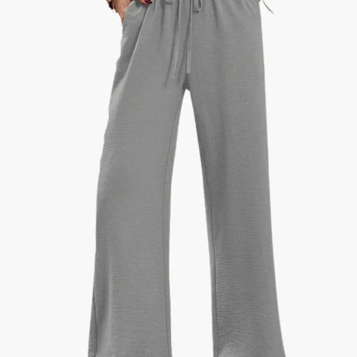 Women’s Wide Leg Pants with Elastic Waistband and Side Pockets