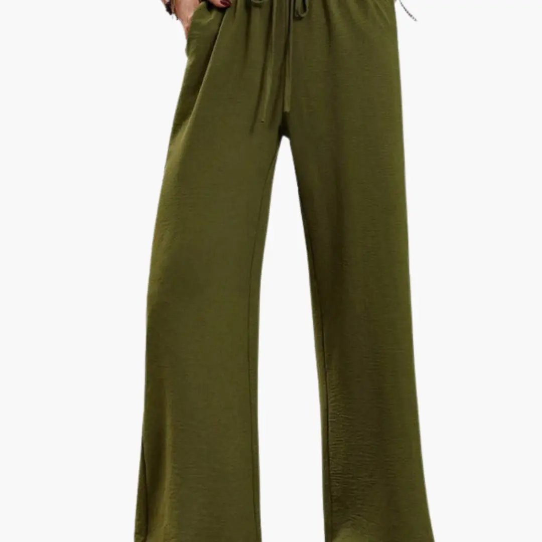 Women’s Wide Leg Pants with Elastic Waistband and Side Pockets