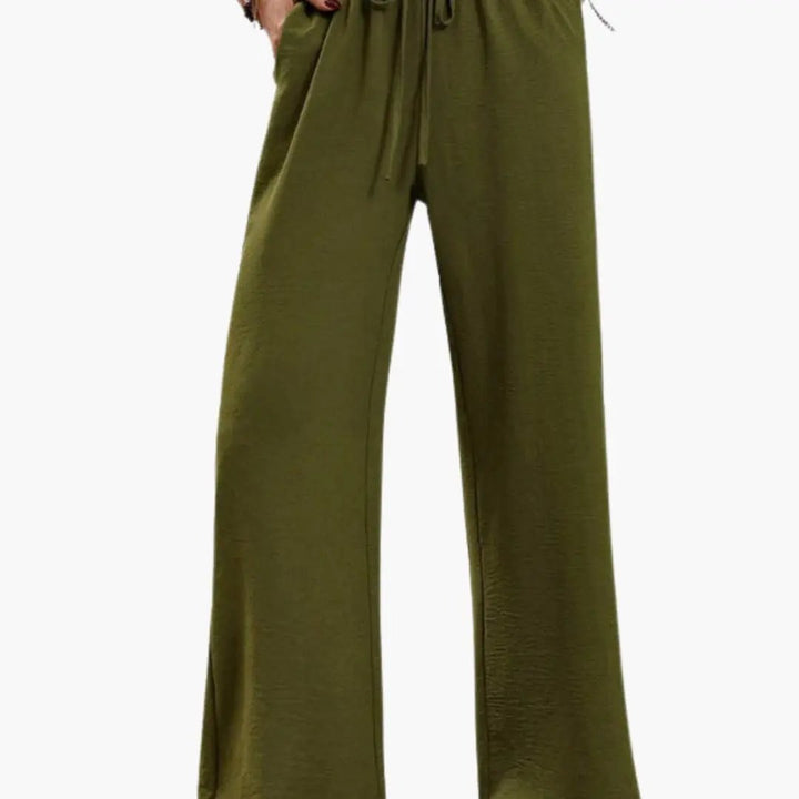 Women’s Wide Leg Pants with Elastic Waistband and Side Pockets