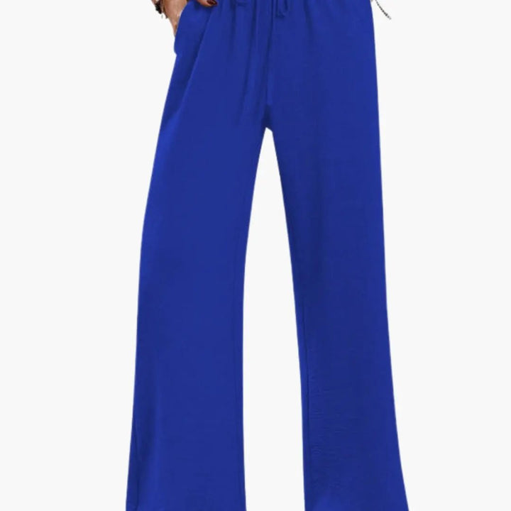 Women’s Wide Leg Pants with Elastic Waistband and Side Pockets