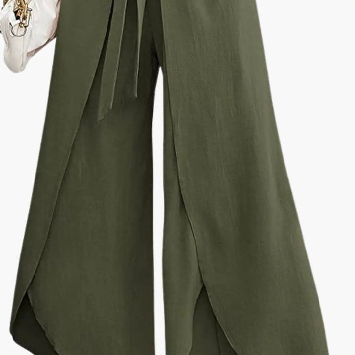 Women’s Summer Pants with Tie Belt and Wide Leg