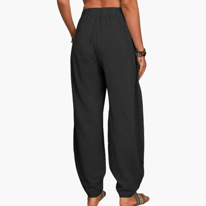 Women’s Wide Palazzo Pants with Stretch Waist and Side Pockets