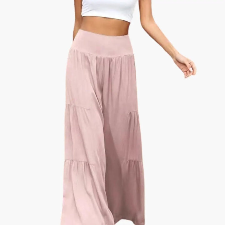 Women’s Wide Leg Pants with Pleats and Elastic Waist