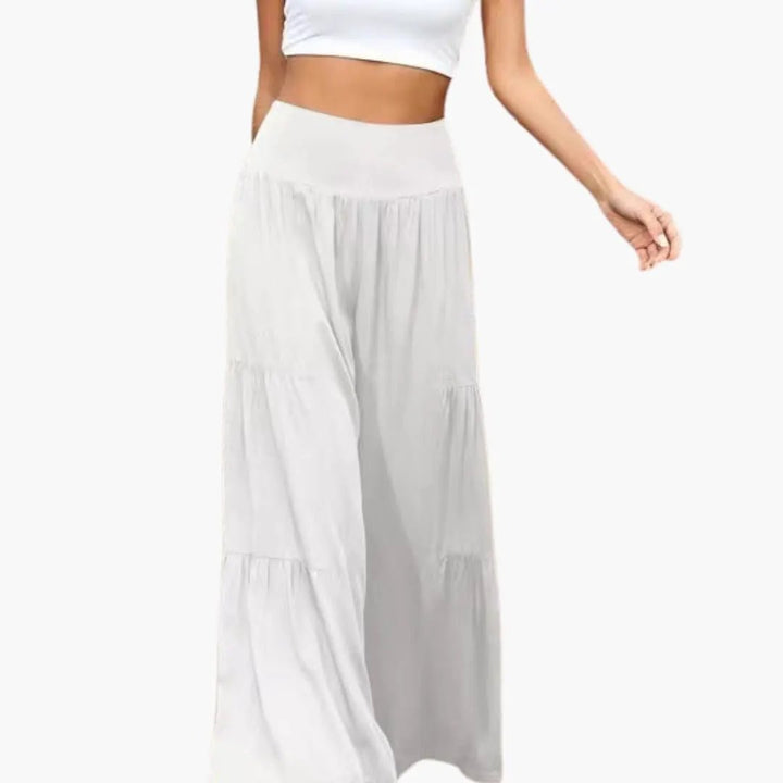 Women’s Wide Leg Pants with Pleats and Elastic Waist