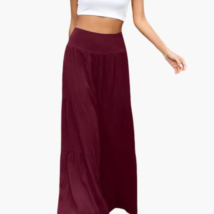 Women’s Wide Leg Pants with Pleats and Elastic Waist