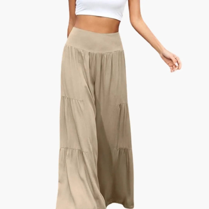 Women’s Wide Leg Pants with Pleats and Elastic Waist