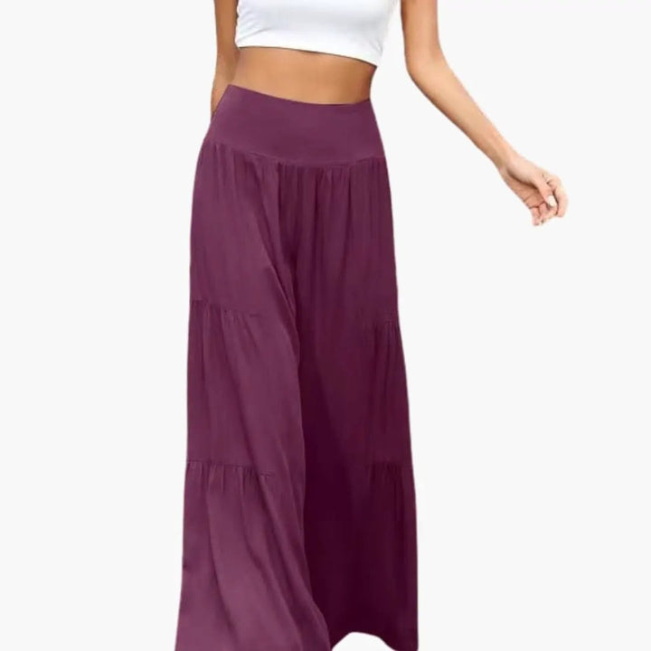 Women’s Wide Leg Pants with Pleats and Elastic Waist