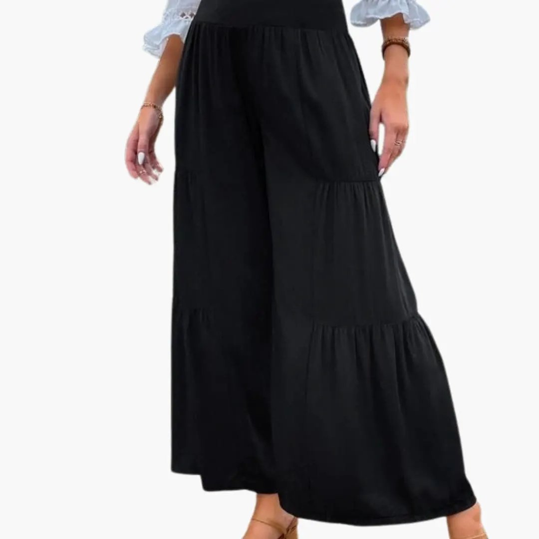 Women’s Wide Leg Pants with Pleats and Elastic Waist