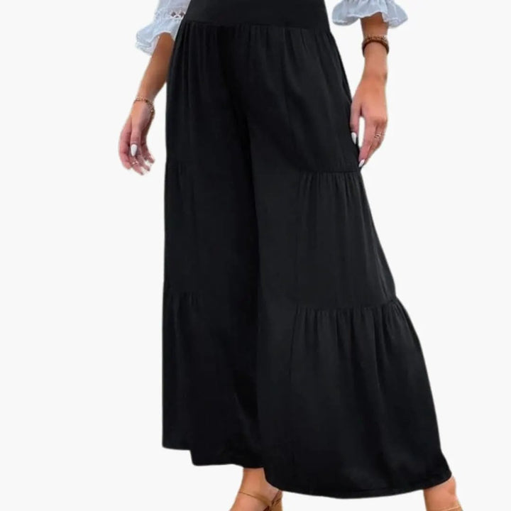 Women’s Wide Leg Pants with Pleats and Elastic Waist