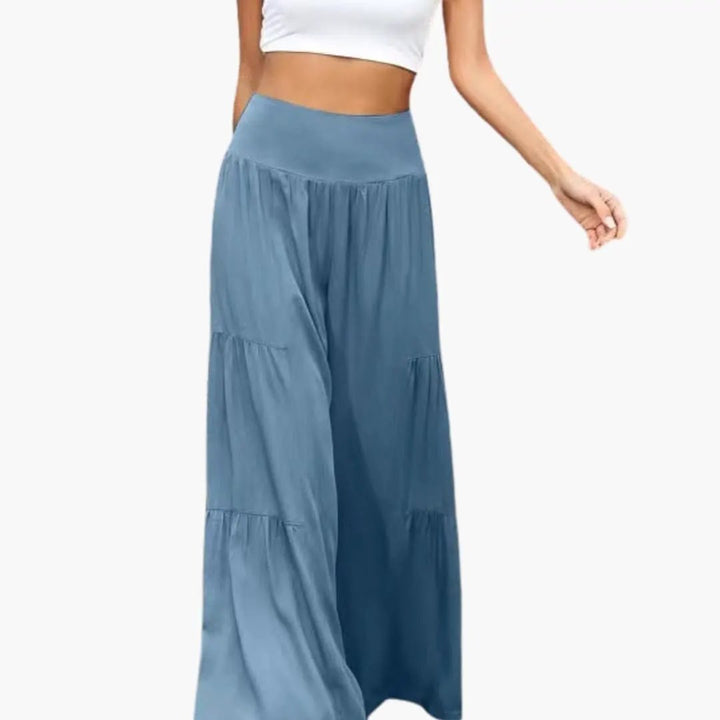 Women’s Wide Leg Pants with Pleats and Elastic Waist