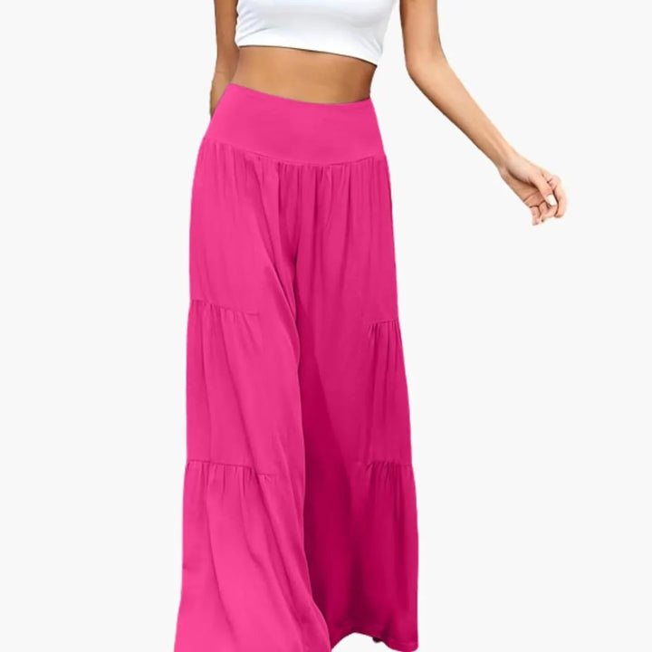 Women’s Wide Leg Pants with Pleats and Elastic Waist